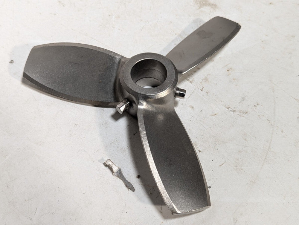 8.5" Mixing Propeller, 3 Blades, Steel, Two Set Screws with Square Heads