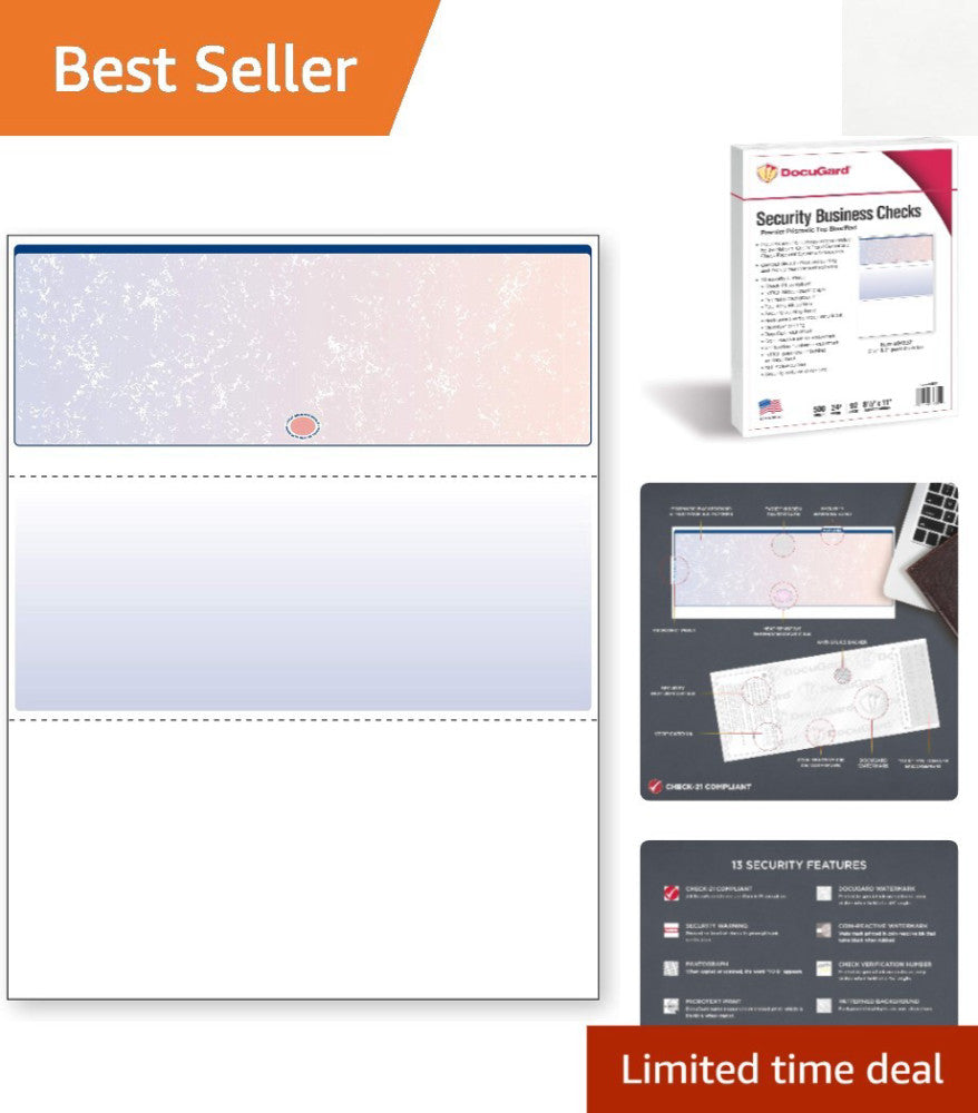 500 Sheet High Security Prismatic Check Paper - ANSI Compliant & Fraud-Resistant