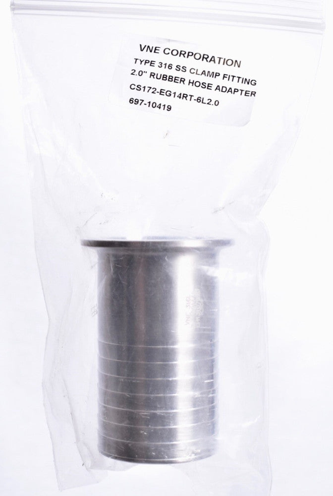 VNE Corp SS 2" x 2" Tri Clover Clamp x Barbed Hose Adapter  CS172-EG14RT-6L2.0