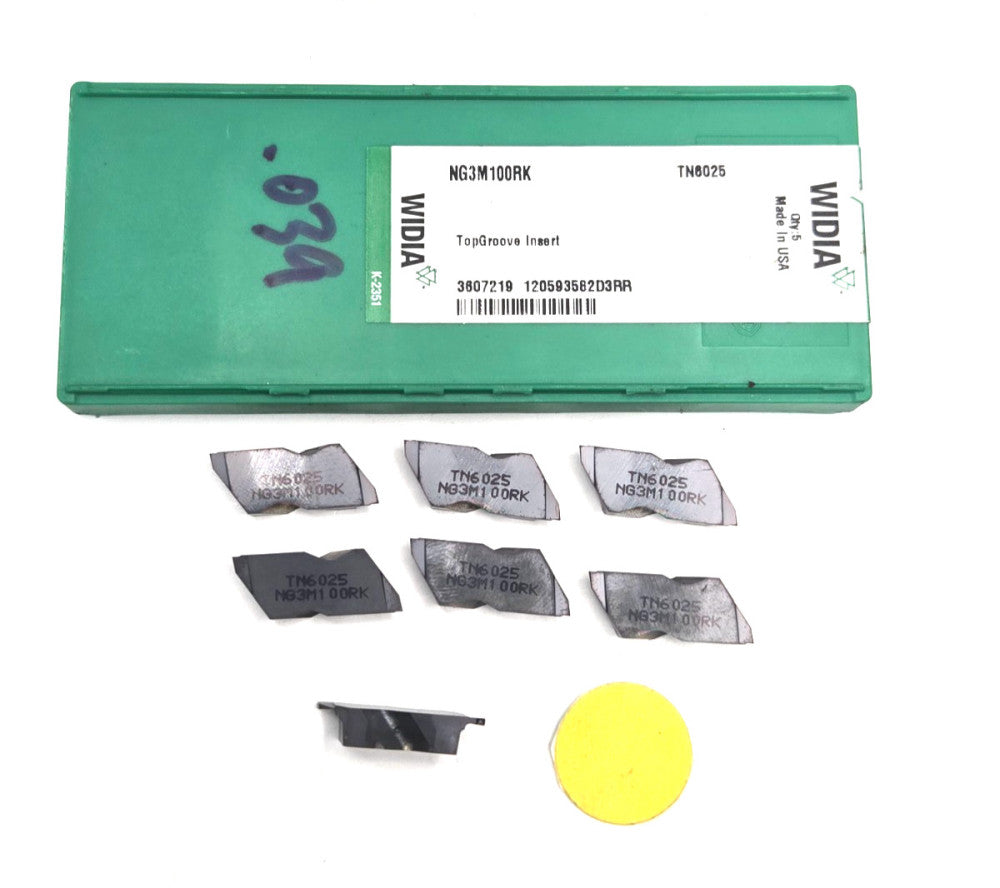 WIDIA TOP GROOVE INSERT*NG3M100RK*.039* LOT OF 7