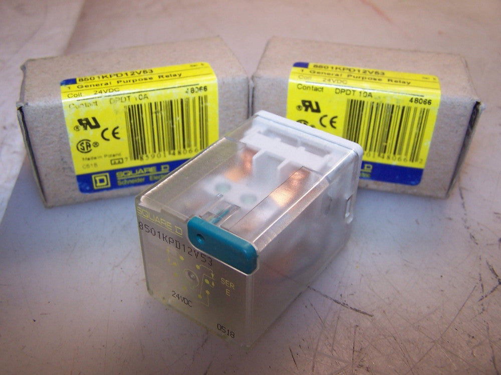 (2) LOT OF 2 NEW SQUARE D GENERAL PURPOSE RELAY 24 VDC COIL DPDT 10A 8501KPD12V5
