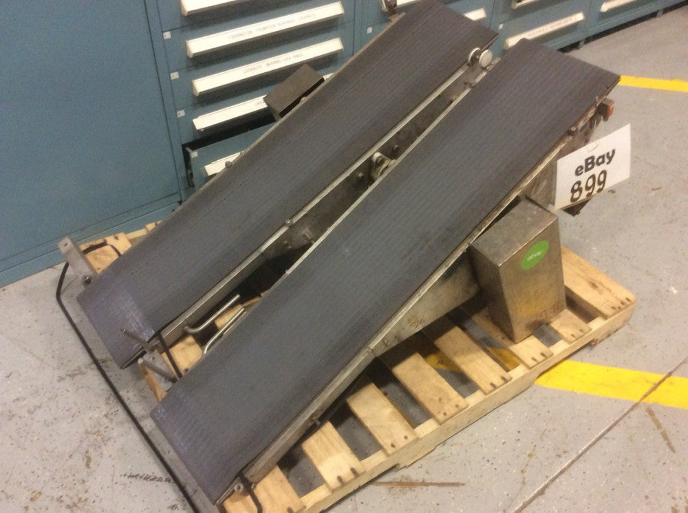 STEEL FRAME DUAL LANE CONVEYOR W/ INDIVIDUAL DRIVES 10-1/2"W x 50"L per lane