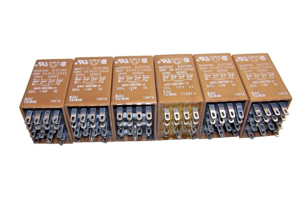 6) NEW GUARDIAN 16 PIN G RELAY 5A 120 VAC COIL -110 VDC A410-366768-16  LOT OF 6