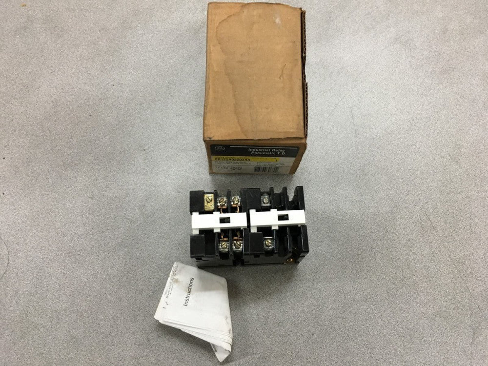 NEW IN BOX GENERAL ELECTRIC PNEUMATIC T.D. INDUSTRIAL RELAY CR122A02203AA