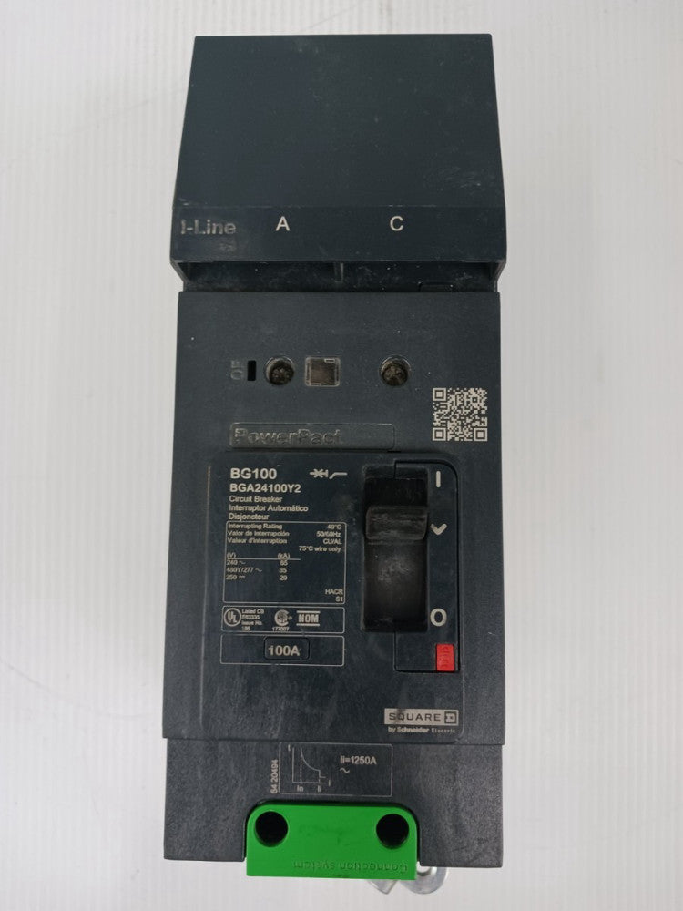Square D PowerPact 100 Amp I-Line Circuit Breaker 2 Pole 480Y/277 VAC BGA24100Y2