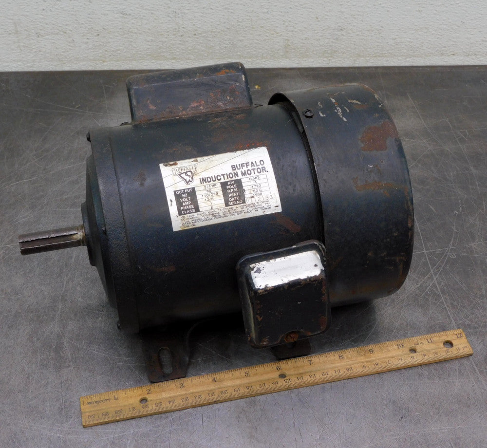 Buffalo 0712193 Induction Motor 110/220V 60 Hz 3/4 HP .563 kW 12/6 A 1720RPM 1PH