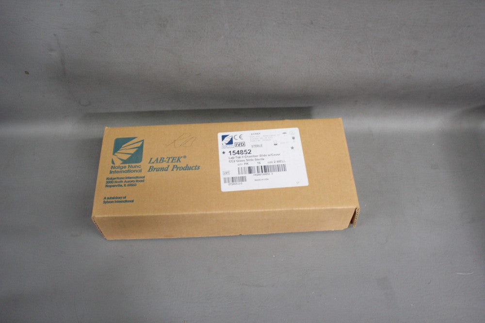 BOX OF 16 NEW NALGE NUNC LAB-TEK II 2 WELL CHAMBER SLIDE W/COVER  154852