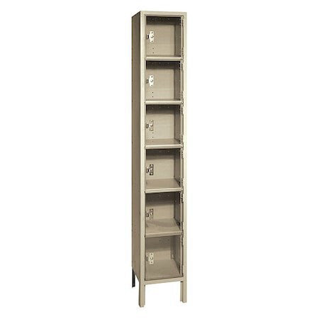 Lyon Pp5362pcsu Box Locker, (1) Wide, (6) Tier, Steel, Beige, Powder Coated