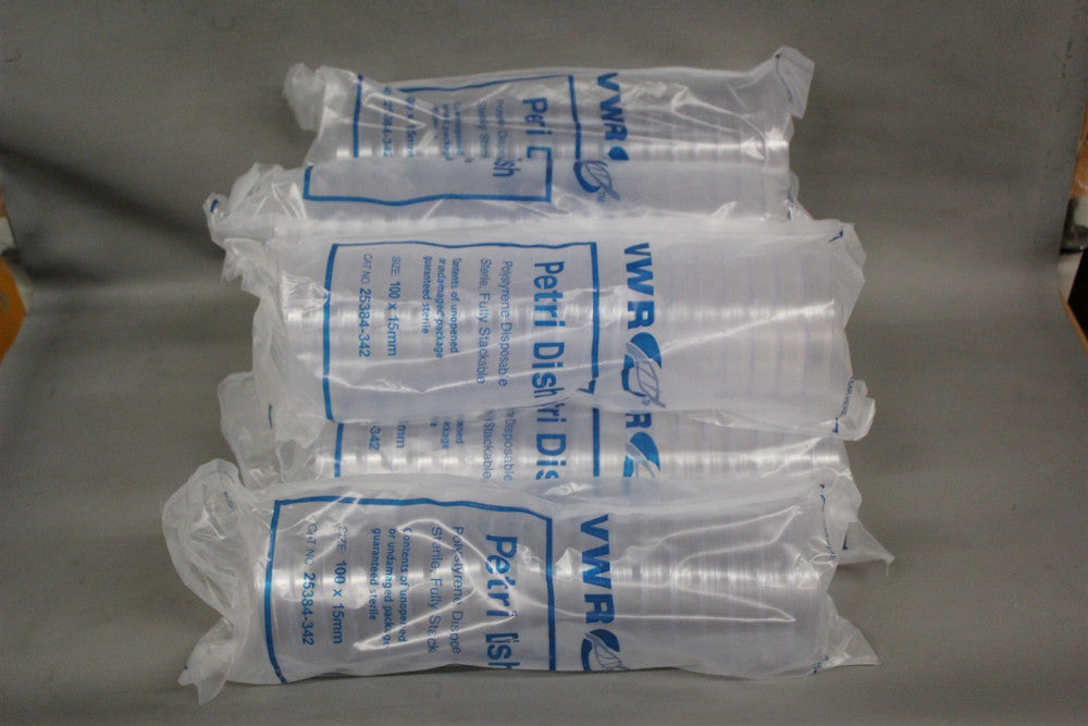 7 BAGS OF NEW VWR POLYSTYRENE PETRI DISHES 100x15mm 25384-342 140 TOTAL