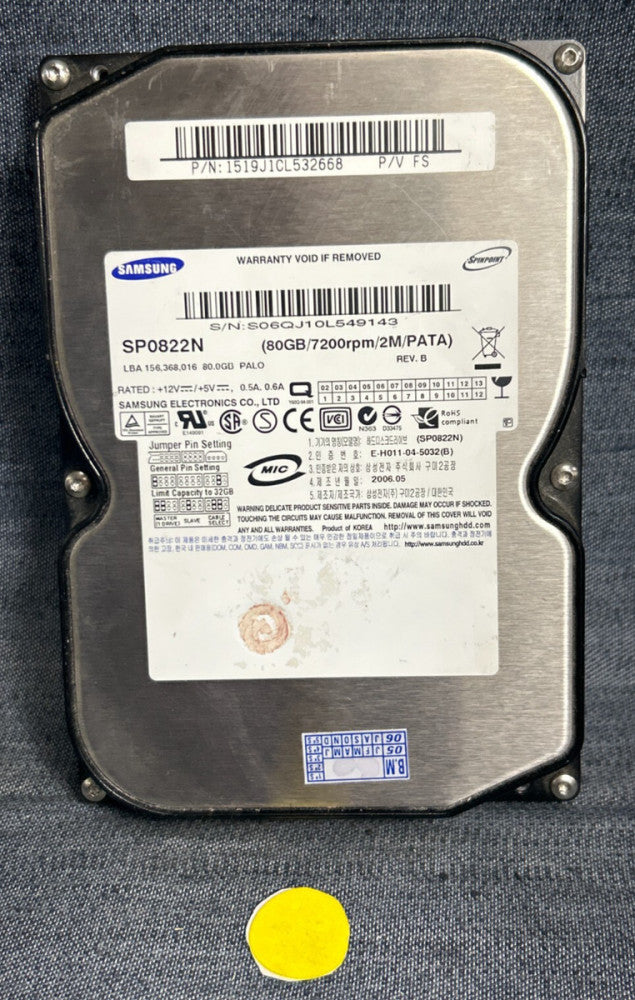 SAMSUNG HARD DRIVE SP0822N 80 GB 7200 RPM REV B