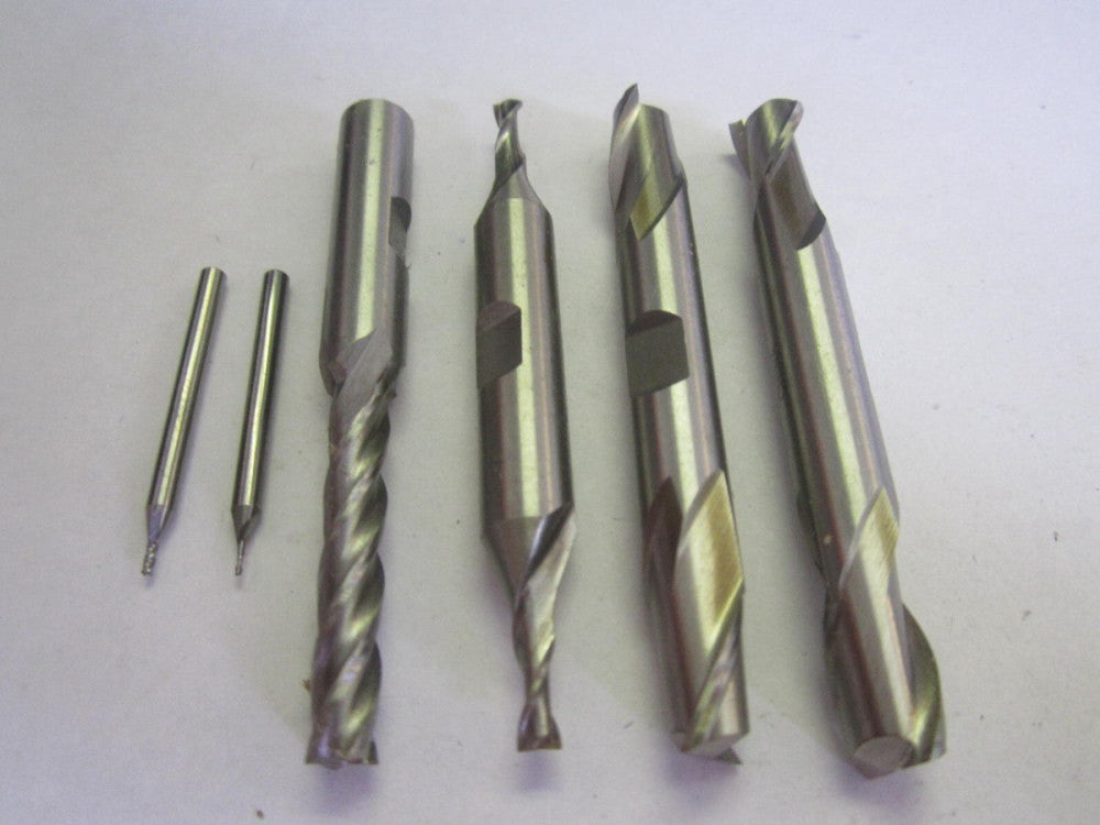Assorted Lot Of 6 HSS RH Square End Mills 2-4 Flute .028" - 3/8" NEW