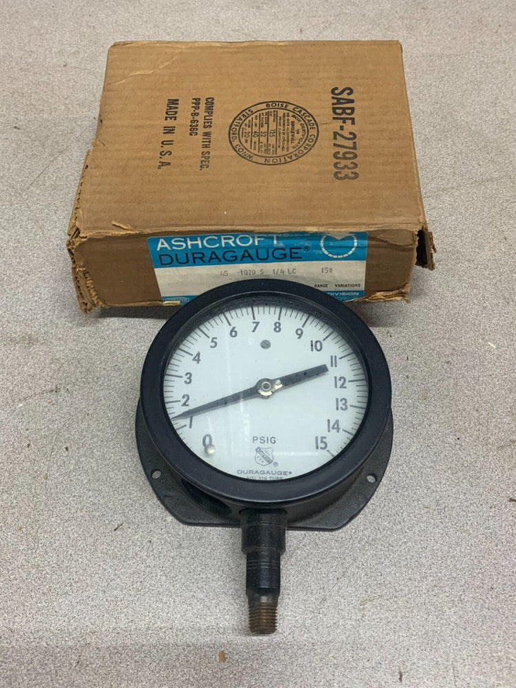  NEW IN BOX ASHCROFT DURAGAUGE SIZE 45 1079 S 1/4" LC 15#