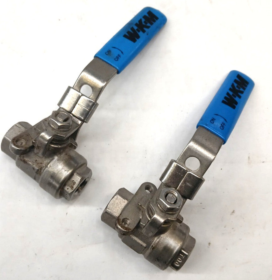 W-K-M 1/4 IN NPT F X F STAINLESS STEEL BALL VALVE 2000 WOG CF8M 2PIECE  LOT OF 2
