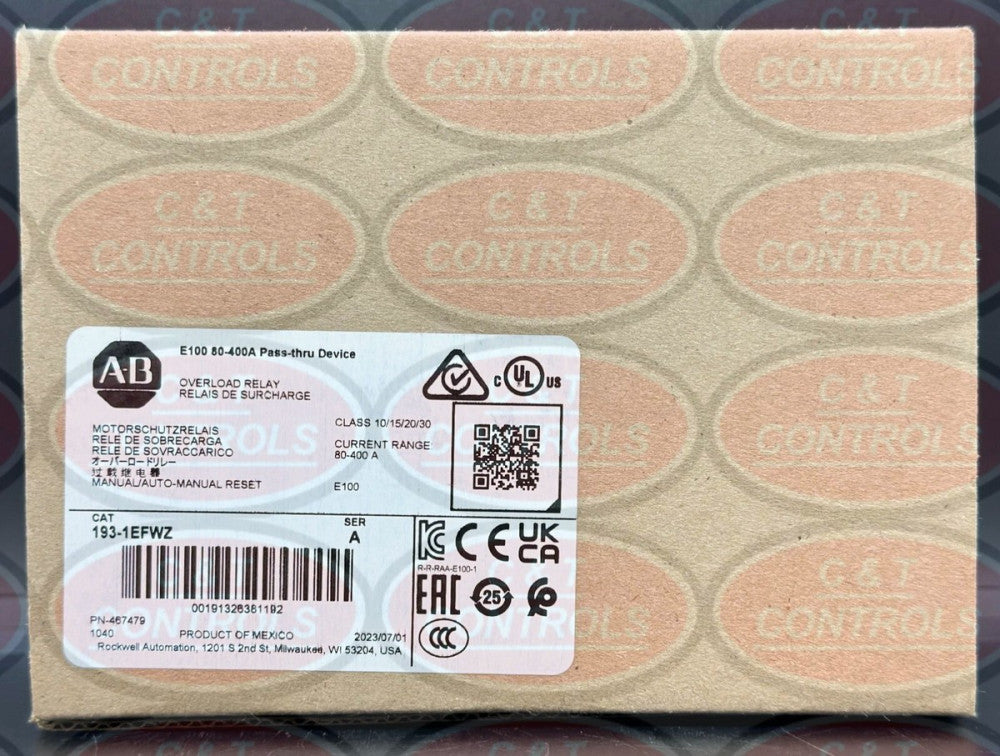 Allen Bradley 193-1EFWZ E100 Overload Relay 80A-400A New In Box USA Stock