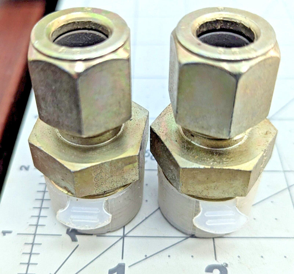 (2) 8-12 FBU-S Parker Hydraulic Hose Adapters 1/2" Compression ¾” Male NPTF[C5B1