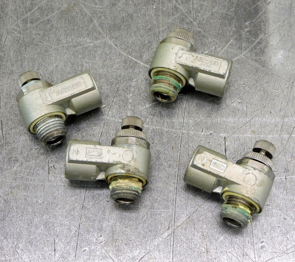 SMC AS2200 Flow Speed Control 1/4" NPT Lot of Four (4)