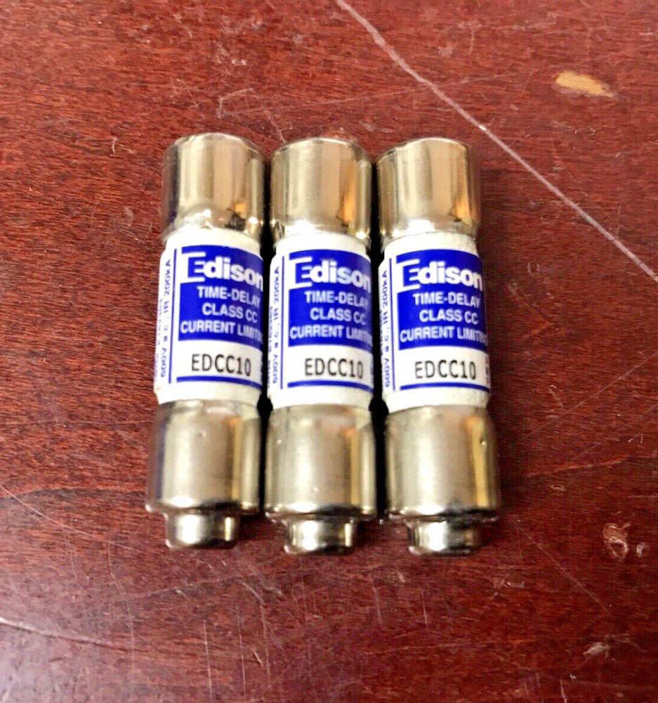 (Lot of 3) Edison EDCC10 Class CC Fuse 10A 600Vac