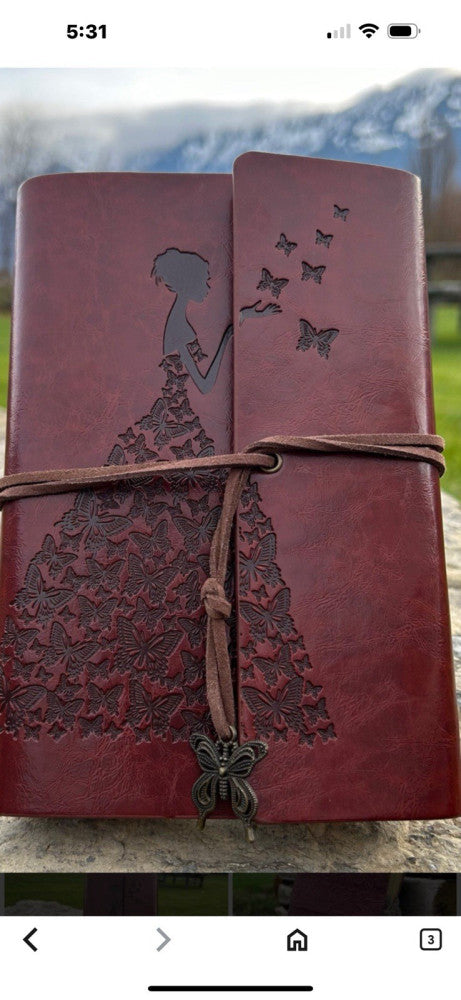 Retro Faux-Leather Butterfly Girl Scrapbook Any Special Day /Refillable Notebook