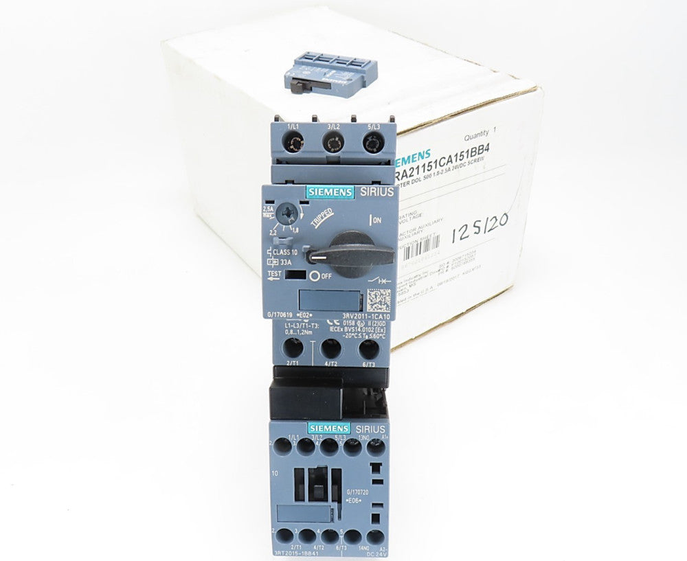 Siemens 3RA21151CA151BB4 3RA Combination Starter DOL S00 1.8-2.5A 24VDC NIB