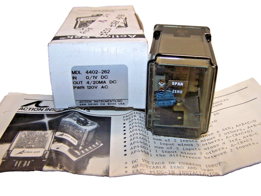 NEW ACTION INSTRUMENTS PAK SUMMING / DIFFERENCE MODULE RELAY 120 VAC  4402-262