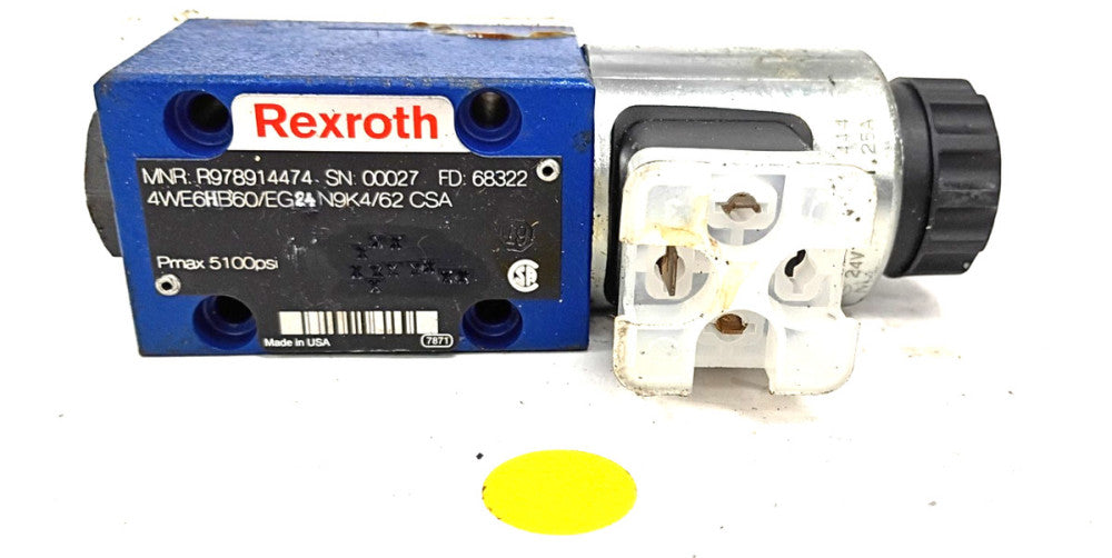 REXROTH 4WE6 DIRECTIONAL CONTROL VALVE 24VDC 5100PSI R978914474 WE6