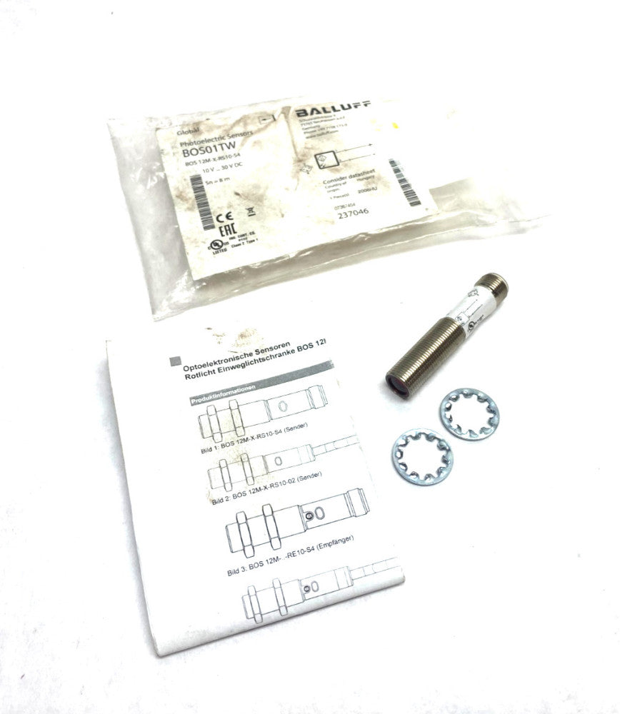 Balluff BOS01TW Cylindrical Through-Beam Photoelectric Sensor BOS 12M-X-RS10-S4
