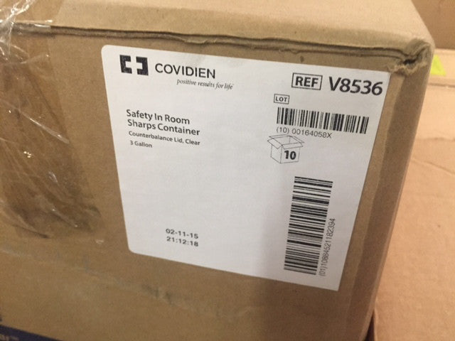 (Box of 10) Covidien Kendall Sharp Container with Lid # V8536 (NEW)