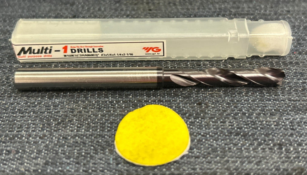 YG-1 MULTI-1 2 FLUTE  DRILL BIT M16003  #3  DIAMETER  1/4" SHANK