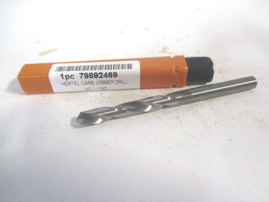 (79892469) #1 118° 1-3/4" x 3" OAL Solid Carbide Regular Spiral Jobber Drill 