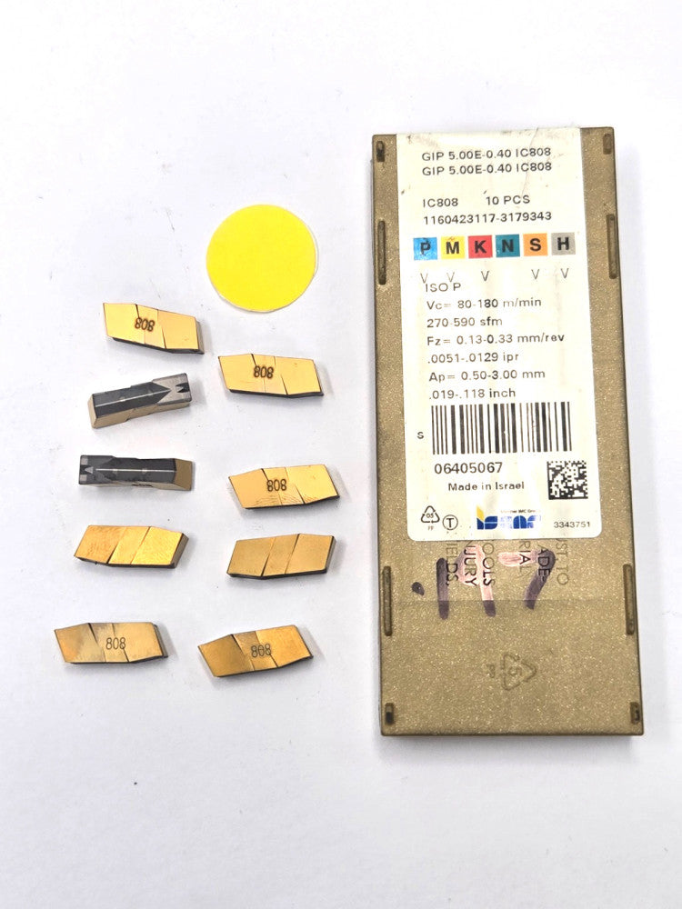 ISCAR*GIP5.00E-0.40 IC808*CARBIDE GROOVING INSERT******LOT OF 9