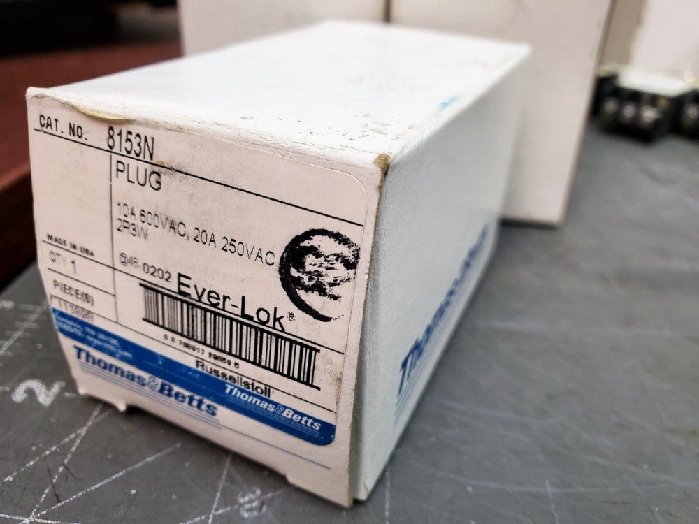 T&B Russellstoll 8153N EVER-LOK PLUG /10A 600VAC / 20A 250VAC / 2P 3W BSHG[A2BD]