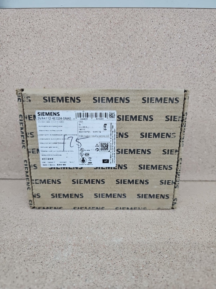New Siemens 3VA4 3VA4112-4ED24-0AA0 2 pole 125 amp 25kA 480v Circuit Breaker