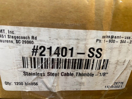 (Case of 1,200) Cable Thimble-1/8" Stainless Steel 21401-SS