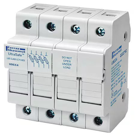 Mersen Uscc4 Finger Safe Fuse Block, Cc Ul Class, 600V Ac/Dc Volt Rating, 4