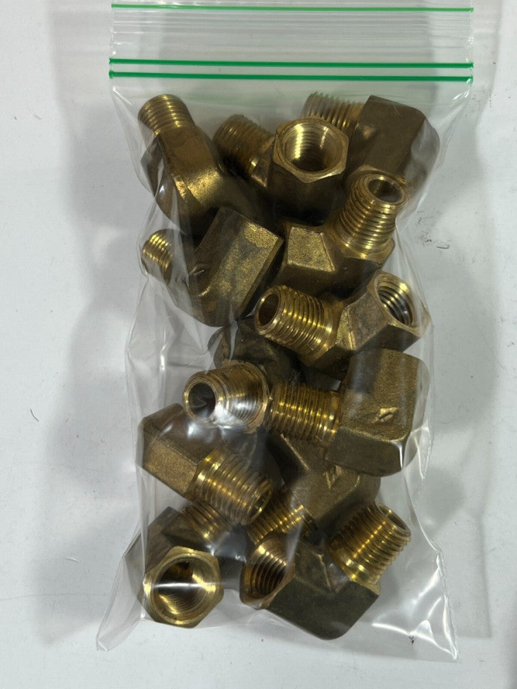 (Lot of 12) Brass Pipe Fittings 90 Degree Street Elbow 1/2" FNPT x 1/4" MNPT
