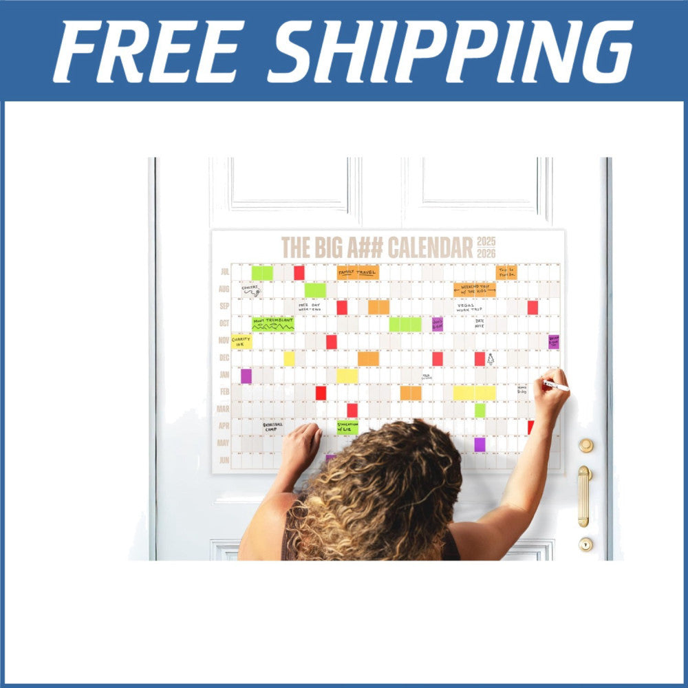 2025-2026 Dry Erase Wall Calendar – 12-Month Planner with Color-Coded Labels
