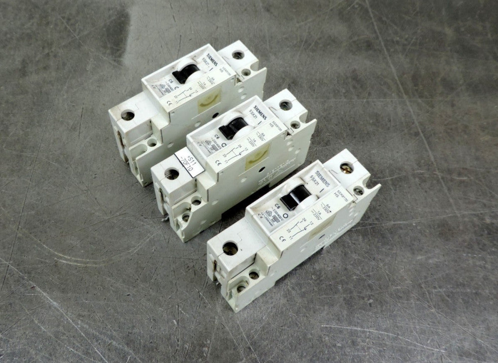 Siemens 5SX21 C6 Circuit Breaker w/5SX9100 HS Auxiliary Contact Lot of Three (3)