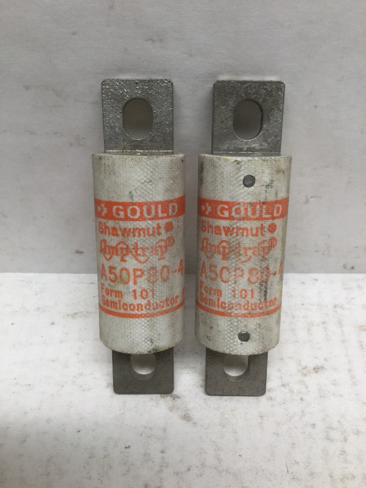 Gould Shawmut A50P80-4 Amp-Trap Fuses, 80A, 500VAC (Lot of 2)