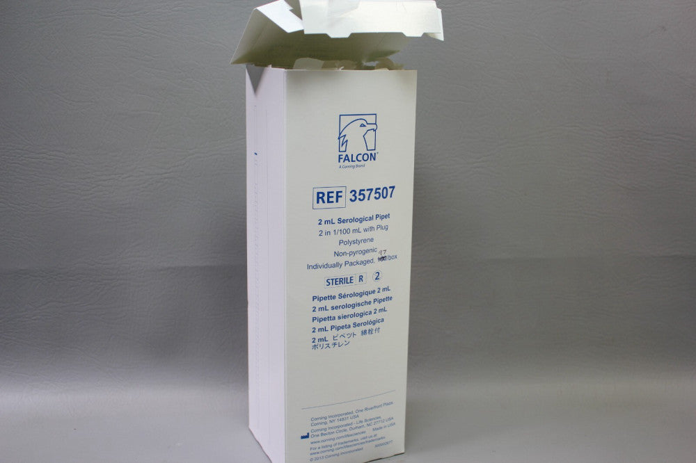 NEW FALCON 2ML SEROLOGICAL PIPET W/ PLUG 357507 POLYSTYRENE 97 PCS