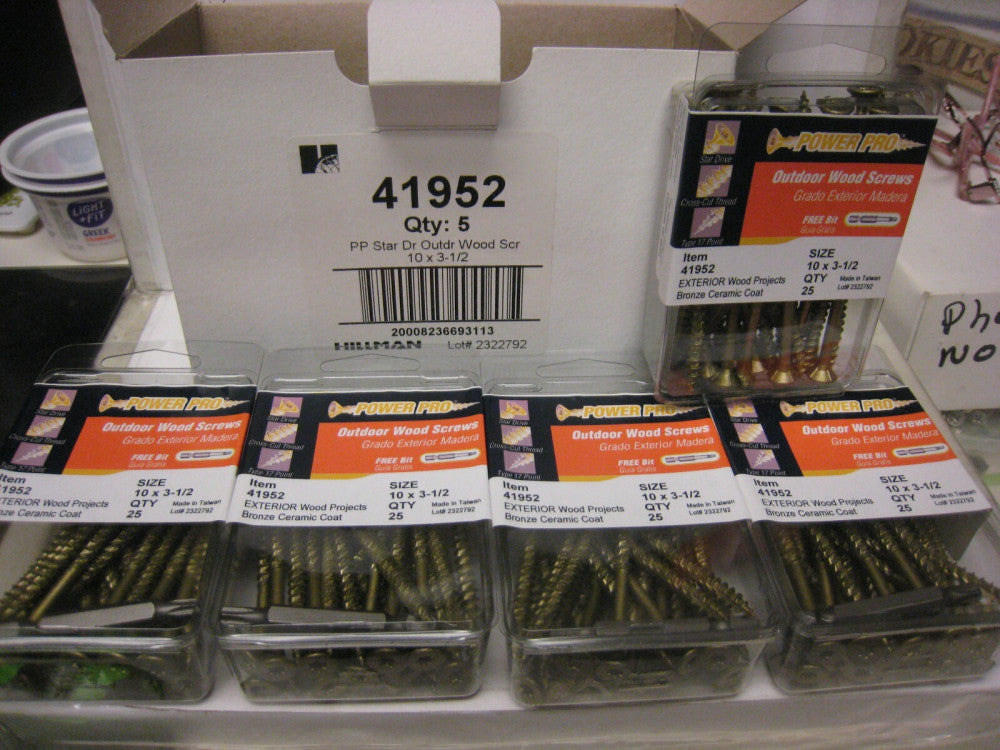 5 packs Hillman 41952 25 ea Flat  Wood Screws  No.10   x 3-1/2"   Bronze Ceramic