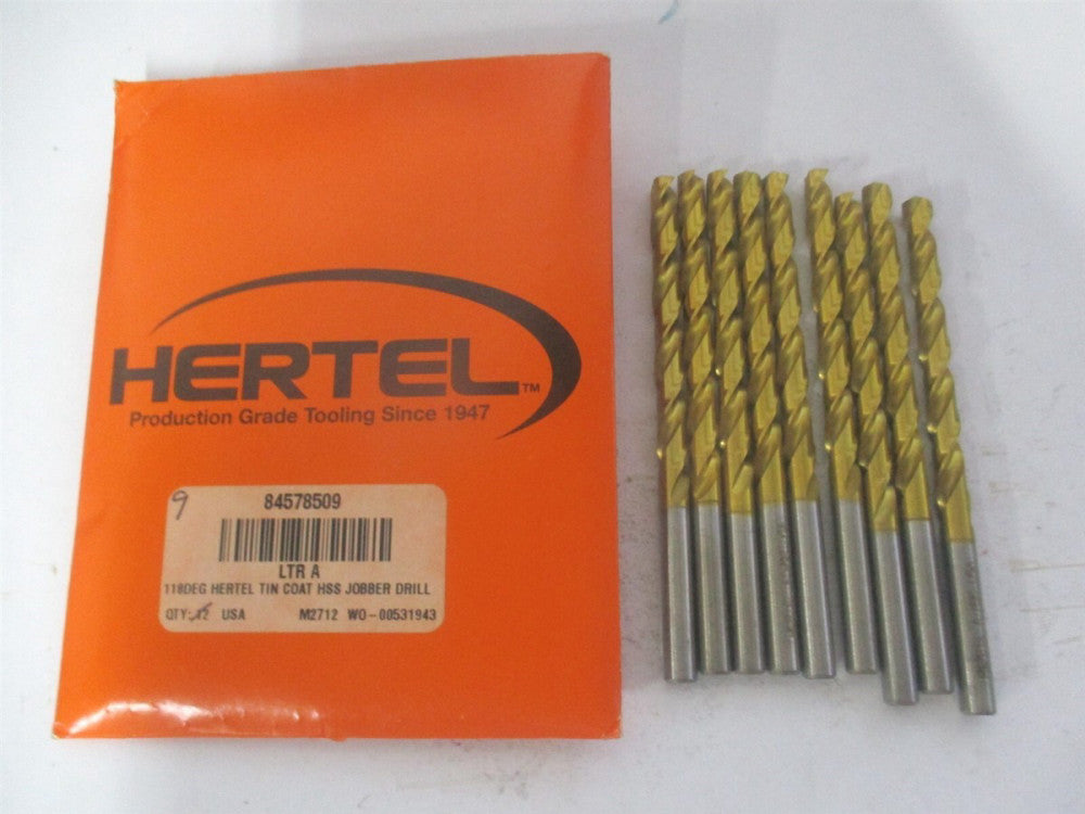 (84578509) Letter A 3-7/8" OAL 118° High Speed Steel Jobber Drill - Pack of 9