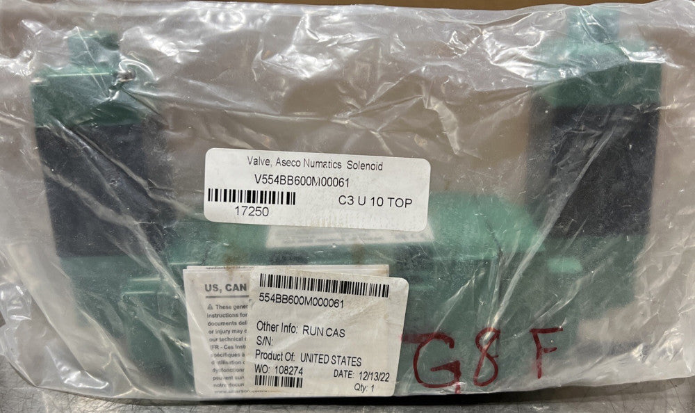 Numatics 5/3 Pneumatic Solenoid Valve, Closed Center, 24vdc, 554BB600M000061 Nos