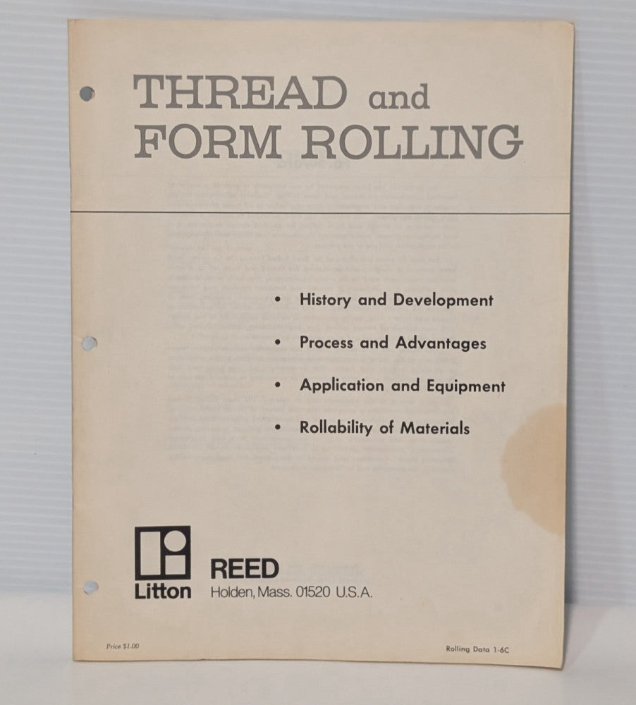 Litton Reed 1-6C-MD-373-A Thread and Form Rolling Reference Material, Hard Copy