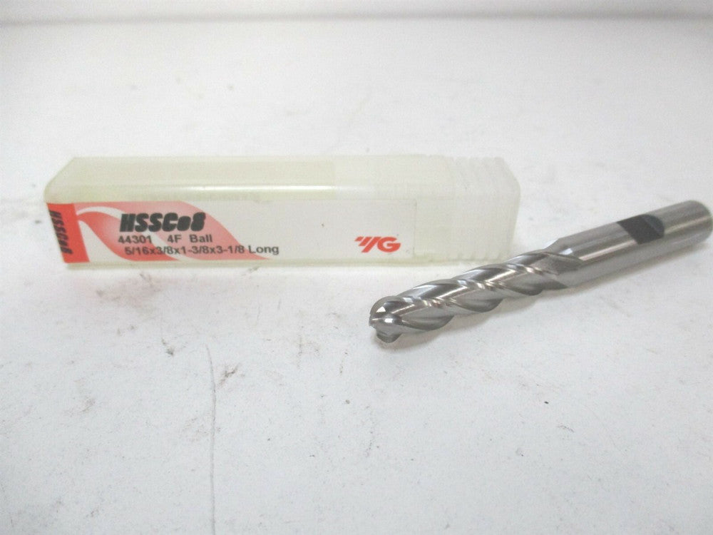 YG-1 (44301) 5/16" x 3/8" x 1-3/8" x 3-1/8" OAL Non-Coolant Cobalt Ball End Mill