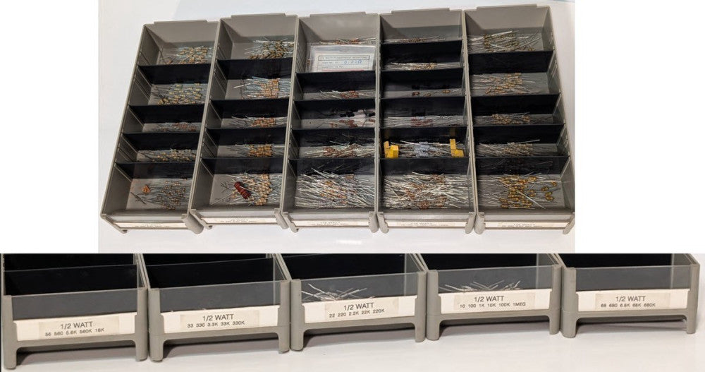 Large Lot of 1/2 Watt Resistors, Most Are Linear Resistors - As Pictured