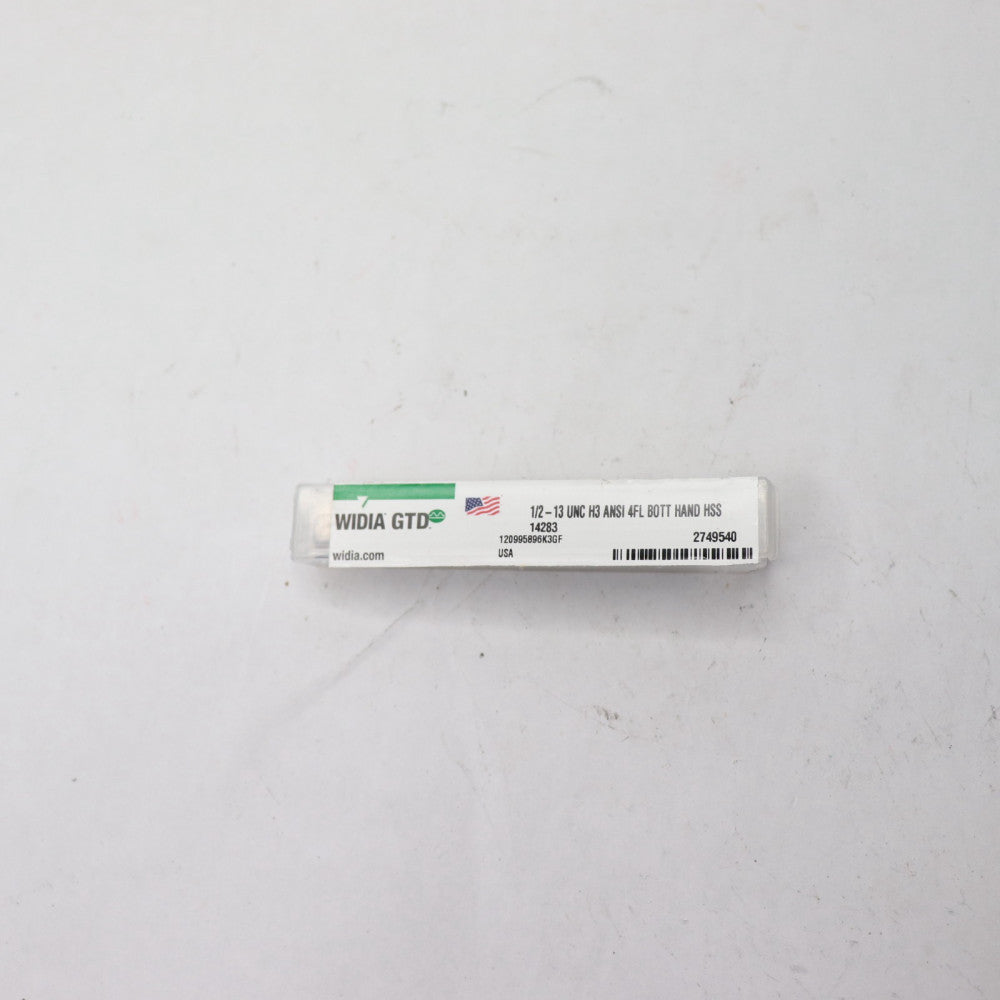 Widia 4 Flutes Tap Full Bottom Chamfer Right Hand Cut High Speed Steel 1/2-13