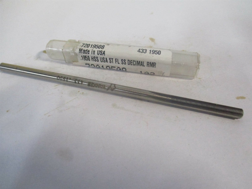 (433-0.1950) 0.195" x 1-1/4" x 5" OAL Straight Shank HSS 6-Flute Chucking Reamer