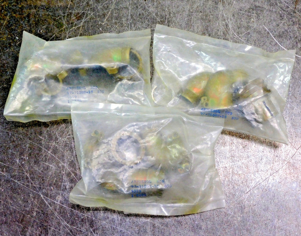 Amphenol 97-3108B-18 Circular MIL Right Angle Backshell Plug Lot of Three (3)