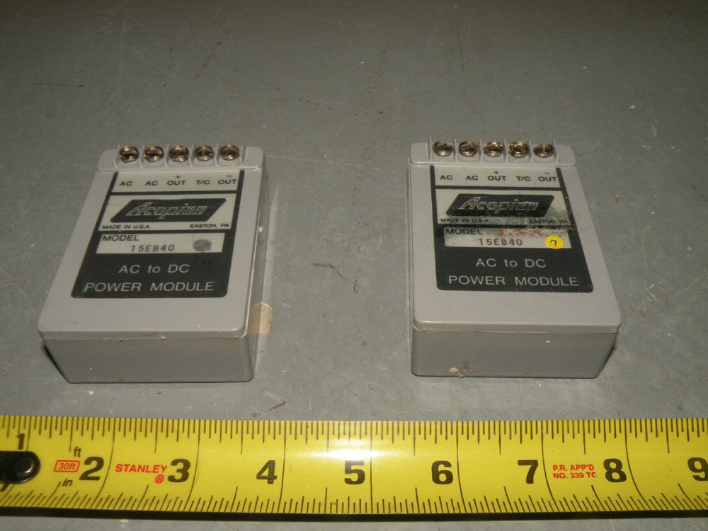 (1) Acopian 15EB40 Power Supply 120VAC in 15VDC @ .4A out