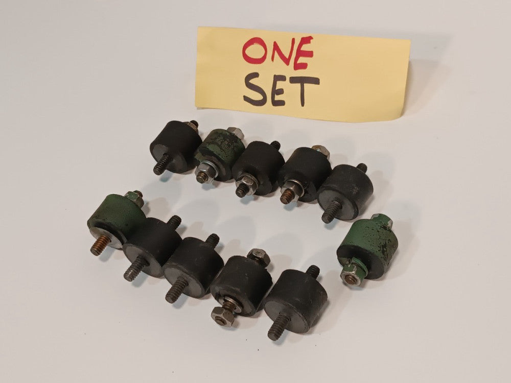 Lot of 11 Rubber Vibration Isolators,  1" Dia., 0.75" W, Dual Threaded Studs